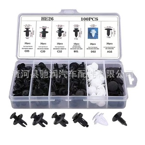 HE26 100 pièces Clips de fixation universels pour pare-chocs, ailes, panneaux de porte, boulons d'expansion intérieurs, attaches en plastique pour réparation automobile - Product Image 1