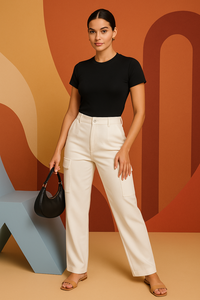 PANTALÓN CARGO REGULAR FIT PolySterBlend Ecológico Tela bordada duradera Crema Disponible en tallas S M L XL XXL - Product Image 2