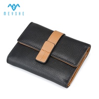 Dompet Kulit Asli Berkualitas Tinggi, Tempat Kartu, Tempat Koin, Kancing, Portabel, Anti RFID, Fashion Wanita