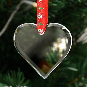 Décoration en cristal d'ornement de Noël en forme de coeur noble avec ruban rouge Joyeux Noël et voeux de bonne année - Product Image 2