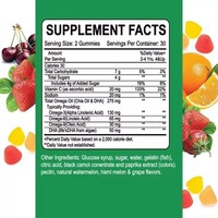 Complément alimentaire multivitaminé pour enfants sous forme de gommes, avec vitamine C, DHA et oméga 3, 6, 9, gommes vitaminées aromatisées aux fruits pour enfants