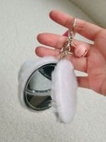 Miroir de maquillage portable double face en peluche Winway, pendentif de sac, décoration suspendue, miroir de dessin animé pour sac à main