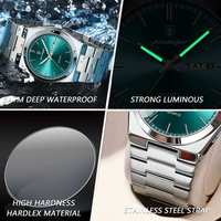 Reloj de Pulsera para Hombre POEDAGAR 930, Correa de Cuero y Acero Inoxidable, Resistente al Agua, Luminoso, Relojes para Hombre, Montre Homme, Relojes