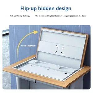Modern <strong>Metal</strong> <strong>Flip</strong> <strong>Computer</strong> Desk for School Classroom Conference <strong>Room</strong> or Workshop Multimedia Training and Study <strong>Table</strong> - Product Image 5