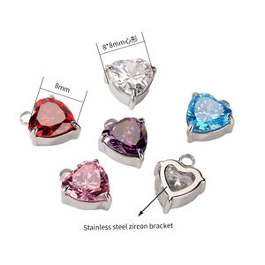 Fatingna kalung liontin zirkon hati bentuk air mata, Kalung dengan hiasan gantung baja tahan karat DIY untuk hadiah pesta pernikahan - Product Image 5