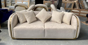 Oturma odası mobilya bej kanepe yatak kanepe kumaş kanepe ile Metal taban arkalığı 5 yastıklar - Product Image 3