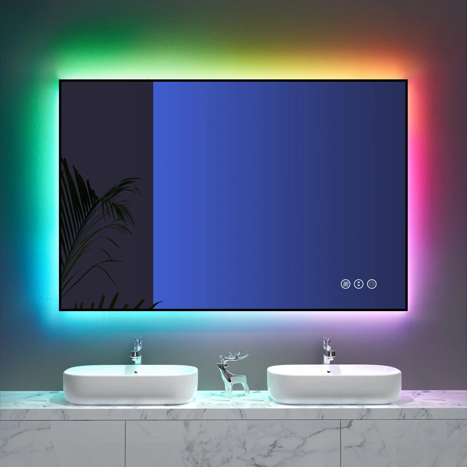 Smart Touchscreen Kosmetik wand Make-up Kosmetik spiegel Quadratische Rahmen Magic Led Badezimmers piegel RGB Light Custom