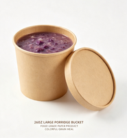Bol à soupe en papier kraft imprimé OEM ODM, recyclable, jetable, avec feuille d'or, à paroi simple, pour porridge, petit-déjeuner et emballage à emporter