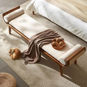 <span class=keywords><strong>Repose</strong></span>-pieds moderne pouf en <span class=keywords><strong>rotin</strong></span> <span class=keywords><strong>repose</strong></span>-pieds banc en bois massif tabouret de lit pour salon chambre hôtel - Product Image 6