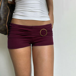 <b>Women</b> High Waist Ring Detail Ruched <b>Shorts</b> Sexy Slim Fit <b>Stretch</b> Hot Pants High Waist Slim Fit Clubwear <b>Shorts</b> - Product Image 4