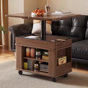 Solid Wood Modern <strong>Folding</strong> <strong>Coffee</strong> <strong>Table</strong> with Adjustable Height and Storage Movable Trolley for Small Apartments - Product Image 4