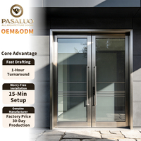 Portes d'entrée extérieures de sécurité en aluminium et verre pour villas et maisons, vente directe d'usine OEM PSL 2026