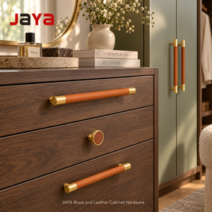 Jaya Messing Lederen Keuken Handvat Vintage Meubelen Knoppen Klassieke Lade Pull Voor Huisdecoratie Kast Deurklink - Product Image 1