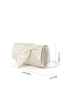 Bell Luxury Brand Red <b>Square</b> Envelope Bowknot Satin Clutch Chain Crossbody Evening Bag Women Elegant <b>Adjustable</b> Underarm - Product Image 6