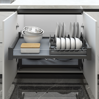 ARTSTEEL Meuble de rangement de cuisine moderne en verre et fer avec 4 tiroirs à extension complète, accès facile, capacité de 600 mm pour casseroles dans les armoires