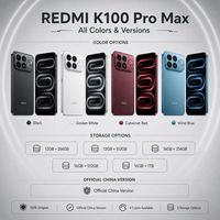 REDMI K100 Pro Max 2026 Nouveau Smartphone Original 5G Snapdragon 8 Elite Écran 6,9 pouces 185Hz Caméra 200MP Téléphone de Jeu Android MI