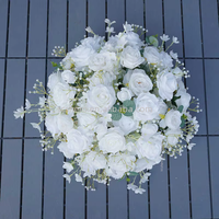 Boule de fleurs artificielles en soie blanche de style luxueux, de haute qualité, durable, pour la décoration de table de mariage, centre de table de scène, économique