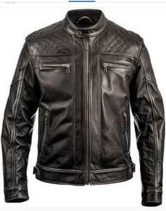Men's Genuine <b>Leather</b> <b>Long</b> Casual <b>Jacket</b> Eco-Friendly Windproof Breathable Gradient Color Printed Zip-Up - Product Image 1