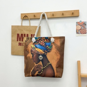 Bolso Tote de Lona de Cáñamo de Gran Capacidad <span class=keywords><strong>Bart</strong></span>, Producto Nuevo Hecho a Mano con Patrón de Dibujos Animados, Color <span class=keywords><strong>S</strong></span>ólido y Cierre de Cremallera - Product Image 6