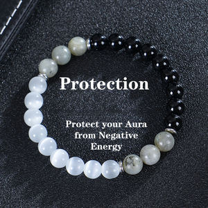 Pulsera de piedra natural con cuentas de ojo de tigre de malaquita verde para hombres/mujeres, brazaletes de recuerdo de buena suerte para dinero y salud - Product Image 2