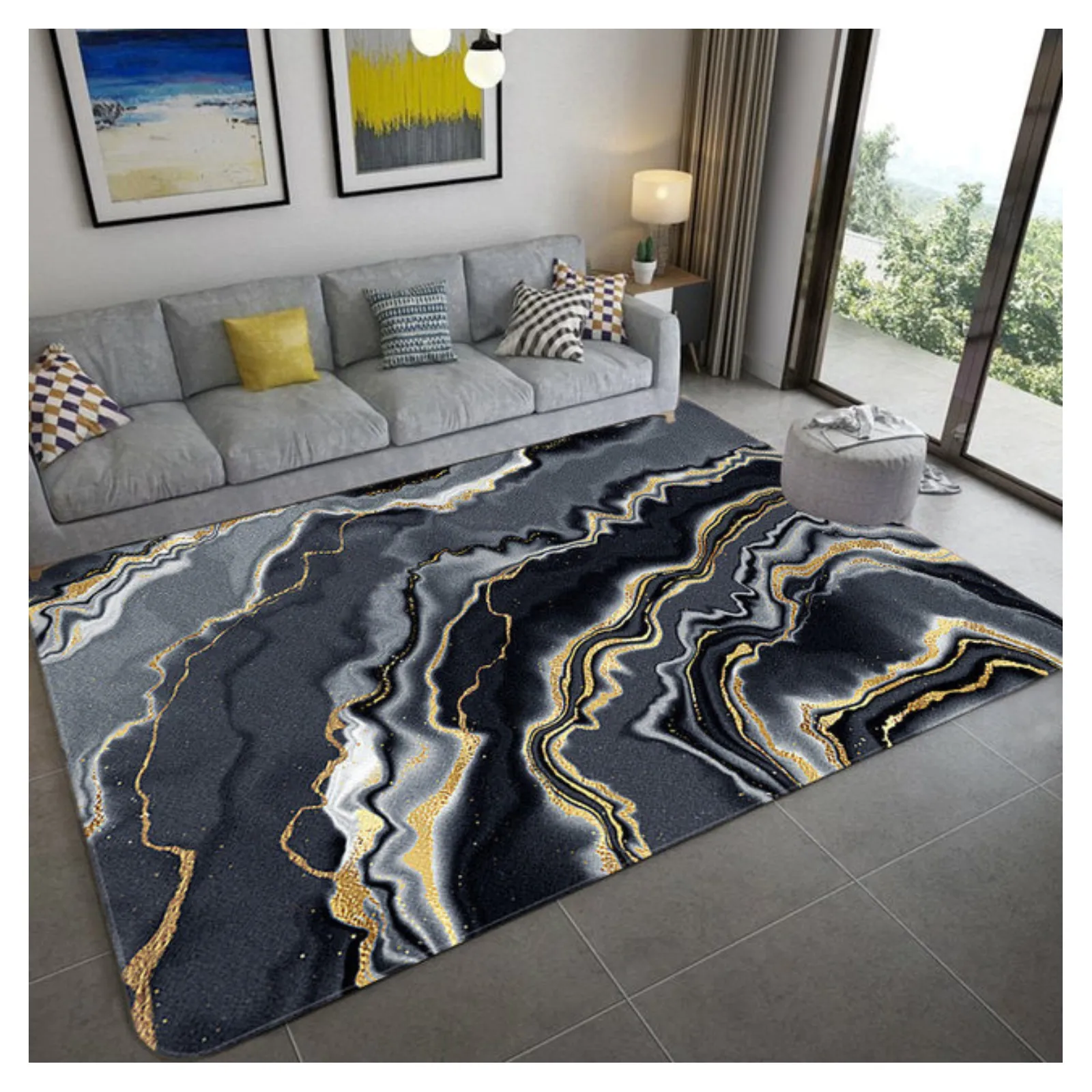 new arrival microfiber modern style marble design carpet 3d digital printed carpet rug living room