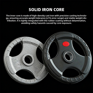 Juego de Discos de Pesas para Equipo de Fitness, Discos de Hierro Recubiertos de Goma, Discos de Pesas con Agarre Triple para <span class=keywords><strong>Mancuernas</strong></span> y Barras - Product Image 2