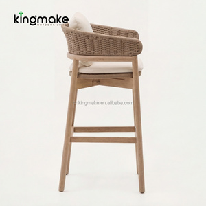 Mobili da Esterno Durevoli per Resort, <span class=keywords><strong>Hotel</strong></span>, Bar e Giardino: Sgabelli da Bar Commerciali in Vimini Intrecciato e Teak - Product Image 4