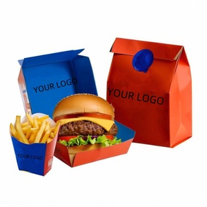 Custom Kraft Paper Takeout Container French Fried Chip Holder and Hinged Burger Box for <strong>Fast</strong> <strong>Food</strong> <strong>Packaging</strong> Printed to Order