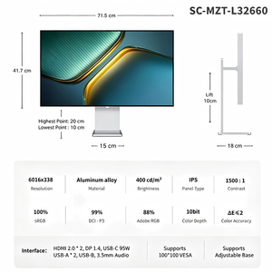 Écran d'ordinateur TCOLOR en aluminium de 32 pouces, écran Retina 6K, moniteur de jeu 4K, moniteur LCD à écran plat 5K, G32P pour la conception - Product Image 2