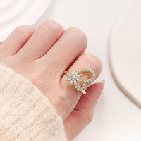 Nouvelle Bague Anti-Anxiété Tendance Plaqué Or 18K en Cuivre avec Cœur Rotatif