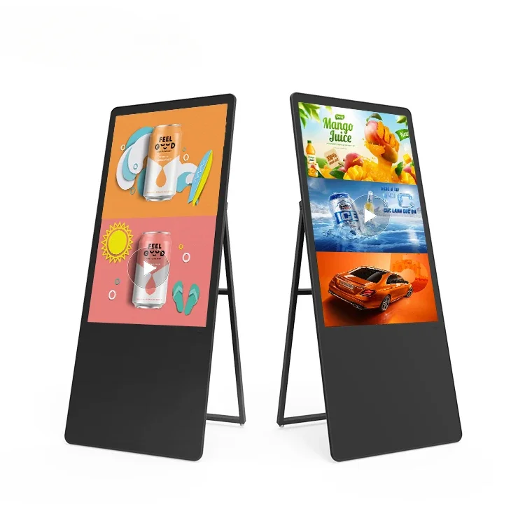 Горячая продажа 32 43 дюймов портативный ЖК-дисплей digital signage киоск рекламные плееры портативный наружный Плакат Вывески