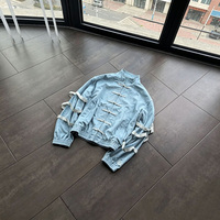 Veste en sergé de coton réversible personnalisée, écologique, style streetwear, avec boutons chinois, unisexe, haute qualité, très vendue
