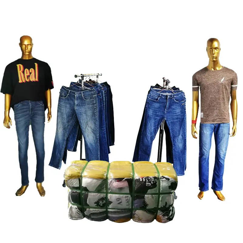 Pantalones vaqueros de segunda mano para hombre, Jeans de piel de primera calidad, ropa usada de Hong Kong Bale