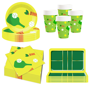DAMAI Nouveau style Décorations de fête de tennis de table Ensemble de vaisselle pour fête de tennis de table comprenant assiettes en papier, gobelets et serviettes pour fête sportive de garçons - Product Image 5