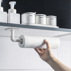 Porte-rouleau de papier Hongke blanc à fixer sous l'armoire, support de rangement pour cuisine et salle de bain - Product Image 1