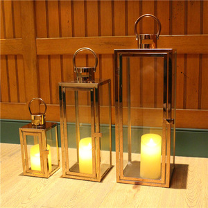 LANJO VintageGold Metal Handmade Hollow Carved Pattern Hanging Decorative <b>Lantern</b> for Wedding Party Christmas Candlestick Holder - Product Image 4
