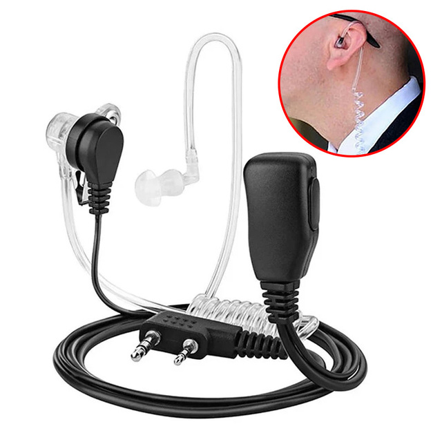 Factory 2 Pin PTT MIC Headset CB Ham FM Radio Handfree Foldable In-ear Air Acoustic Tube Earpiece for Baofeng Bf UV5R 888S Uv82