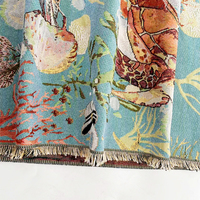 Tissu d'ameublement en velours jacquard, motif océan ou floral, respirant, teint en fil, pour la maison, vendu au mètre