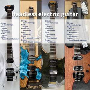 Guitare électrique sans tête haut de gamme, vente directe d'usine, avec corps en acrylique transparent et manche en érable carbonisé - Product Image 5