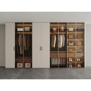 Armoire blanche sur mesure pour chambre à coucher, rangement mural complet du sol au plafond, mobilier moderne minimaliste, grand placard en <span class=keywords><strong>bois</strong></span> à 7 portes - Product Image 3