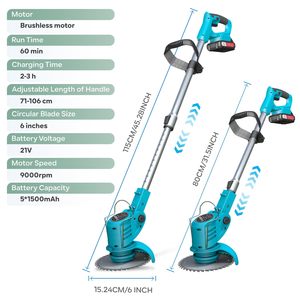 Lithium Battery Grass Cutter <b>Weed</b> Eater Trimmer Cordless Garden <b>Tools</b> Lawn Mower Brush GT-4003 Cordless Design Operates Quietly - Product Image 2
