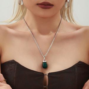 Collar de Piedra Natural de Aventurina Verde con Colgante de Oro de 18k, Collar de Aventurina Resistente al Agua, Joyería de Piedras Preciosas de Acero Inoxidable - Product Image 3