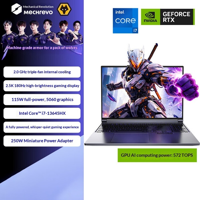 Factory Supply Wholesale Intel MECHREVO Kuangshi Gladius X I7 I5 C7 16G 512G 2.5K 16-Core 180Hz Dedicated GPU Gaming Laptop