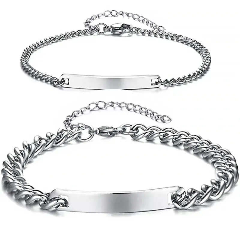 Bracciale targhetta 925 argento Sterling bracciale per incisione personalizzato gioielli di moda per coppia