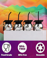 Nouvelle tasse de fête de remise des diplômes en PP écologique avec chapeau de bachelier noir, couleur personnalisable, paille miroir, qualité alimentaire sans BPA, vente en gros