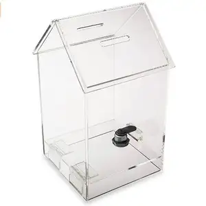 Spring Sign durable super clear donation box acrylic with lock