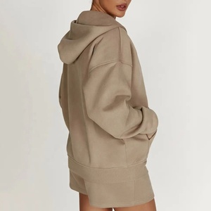 OEM Unisex 100%cotton Size <b>Pocket</b> Hoodie and Shorts Set Men Custom <b>Hoodies</b> and Sweatpants Set Blank <b>Zip</b> up Hoodie Tracksuit - Product Image 6