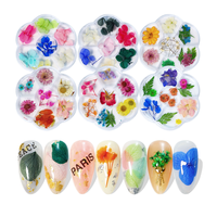Design mixte de vraies fleurs, breloque pour ongles, décoration de fleurs séchées, artisanat en résine 3D pour Nail Art, fleurs sèches