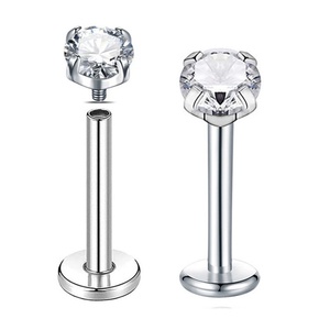 Base de titanio F136 con engaste de cuatro garras y bisel de cuatro puntas, con rosca exterior perforada, para circonita 5A, chapado en oro, para joyería de piercing DIY - Product Image 4