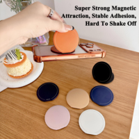 Support de téléphone pliable en alliage de zinc avec logo personnalisé, miroir compact magnétique avec design à rabat, support de téléphone avec miroir de maquillage